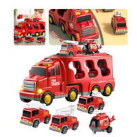 Camión Bombero Transportador Con 6 Autos Juguete Para Niños