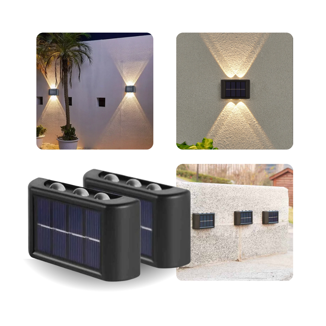 Focos Solar Bidireccional de Pared Exterior Pack x2