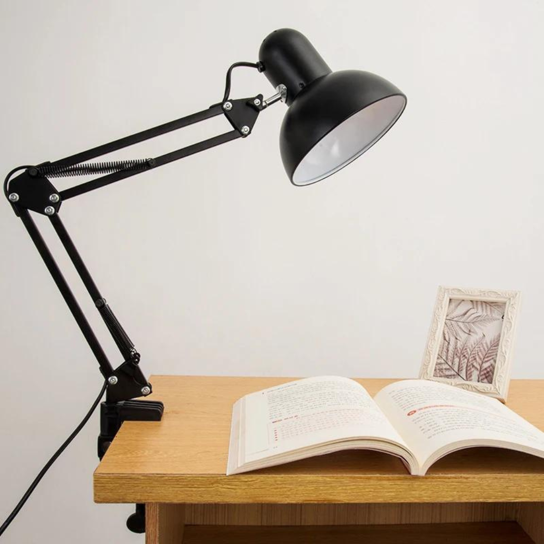 Lámpara Articulable de Escritorio con Prensa Black