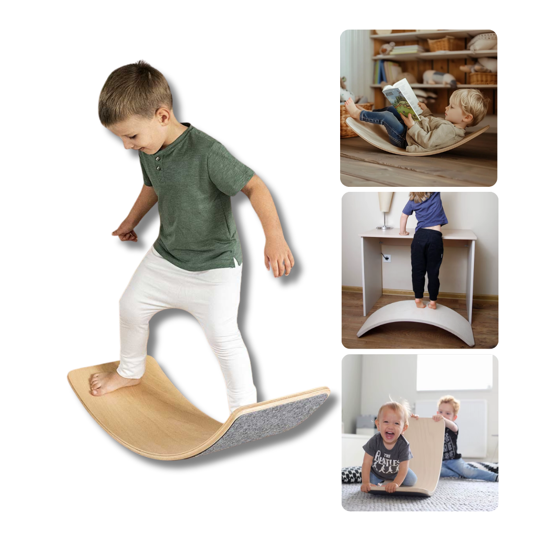 Balancín Montessori De Madera Para Niños Tabla Curva De Equilibrio