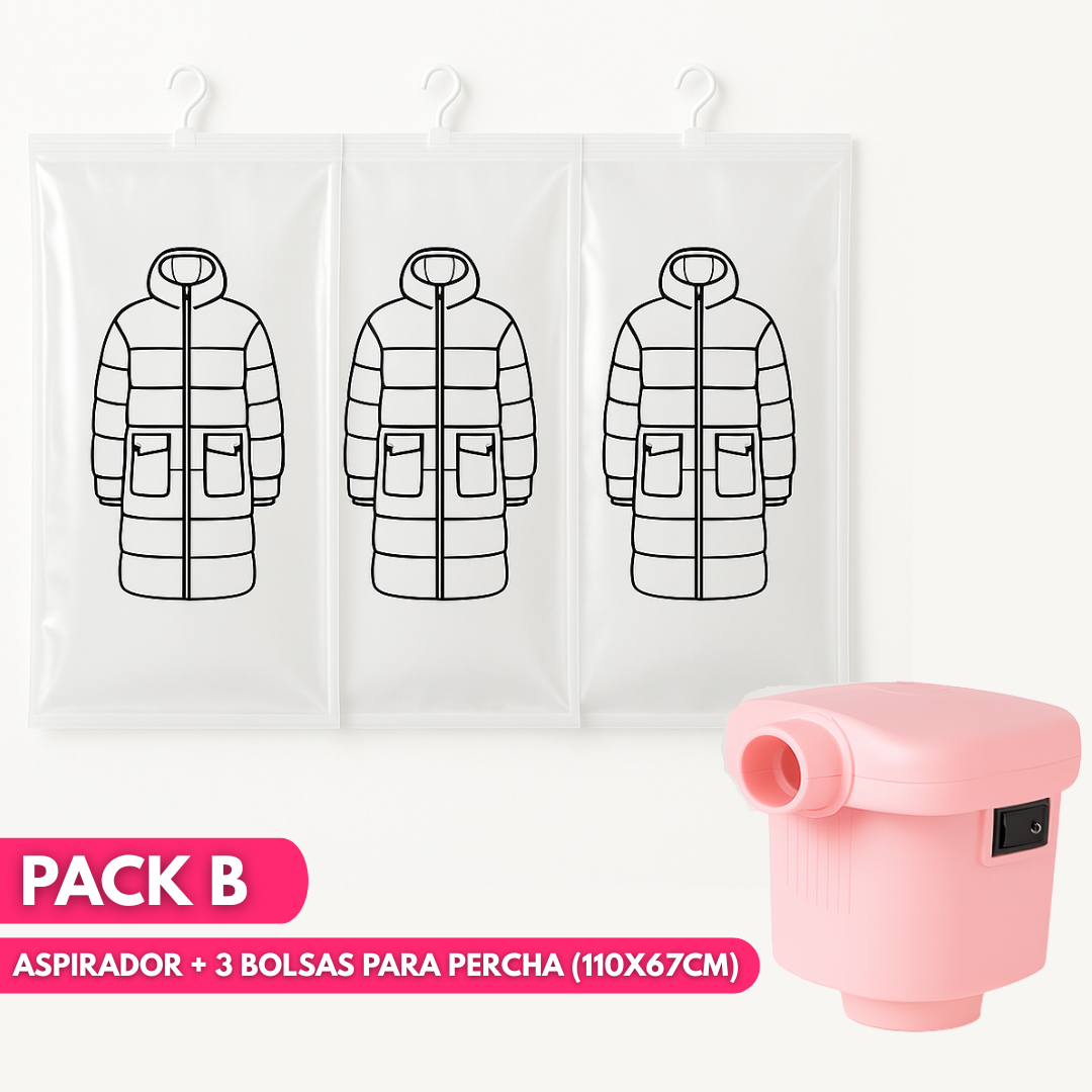 Kit de Bolsas para Guardar Ropa al Vacío + Aspirador