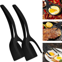 Espatula Pinza 2 en 1 Ideal para Huevos, Carne, Panqueques