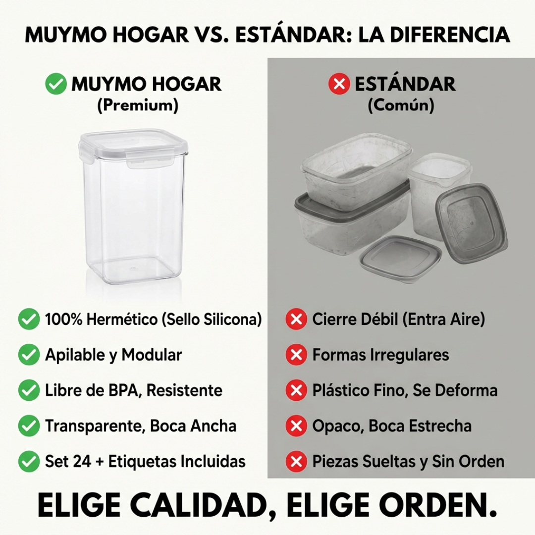 Set 24 contenedores plásticos con tapa - muymo hogar