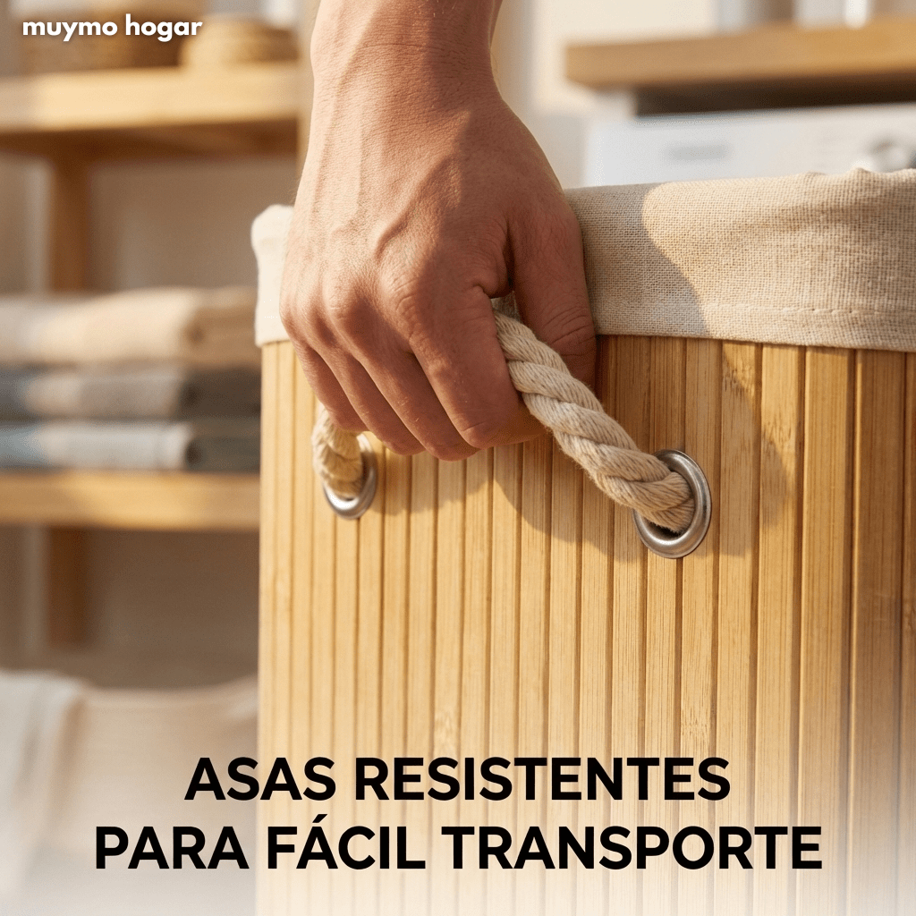 Canasto Cesto Ropa Sucia Plegable Bambú Grande Con Tapa - muymo hogar - Muy Moderna Uruguay
