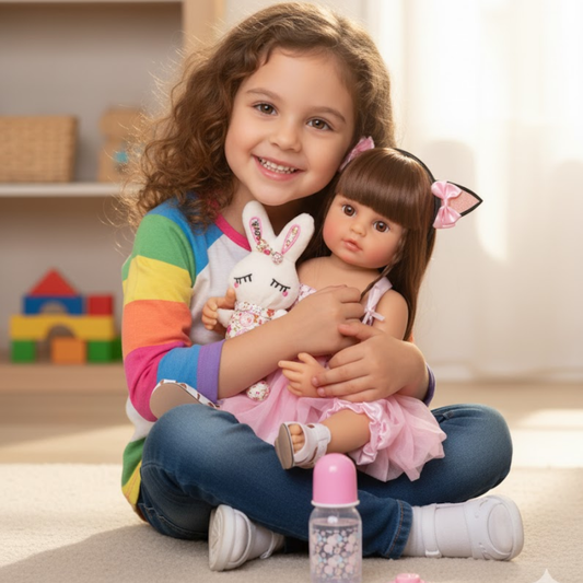 Muñeca Reborn Realista 55cm Con Peluche Juguete Infantil