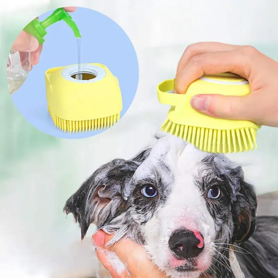 Cepillo para Bañar Mascotas con Dispensador de Jabón