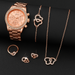 Set Elegante Reloj Pulsera Collar Aros Anillo Mujer De Lujo