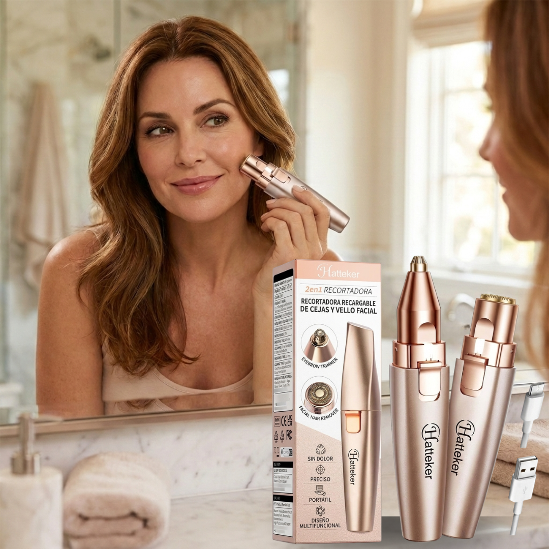 Depiladora Facial Cejas 2 en 1 Recargable LED
