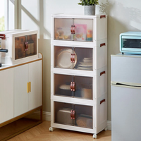 Set De 4 Cajas Organizadoras Apilables Con Puertas Transparentes y Ruedas