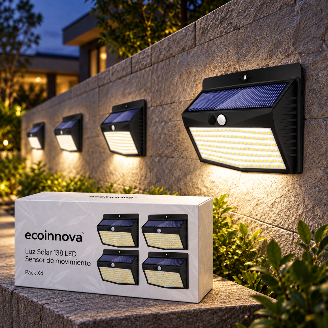 Luces Solares de 138 LED con Sensor Ecoinnova - Pack de 4