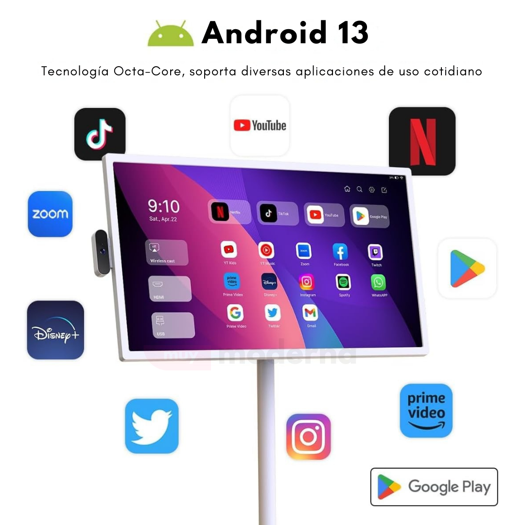 Pantalla Smart Portátil Tablet Gigante Android TV Tripode