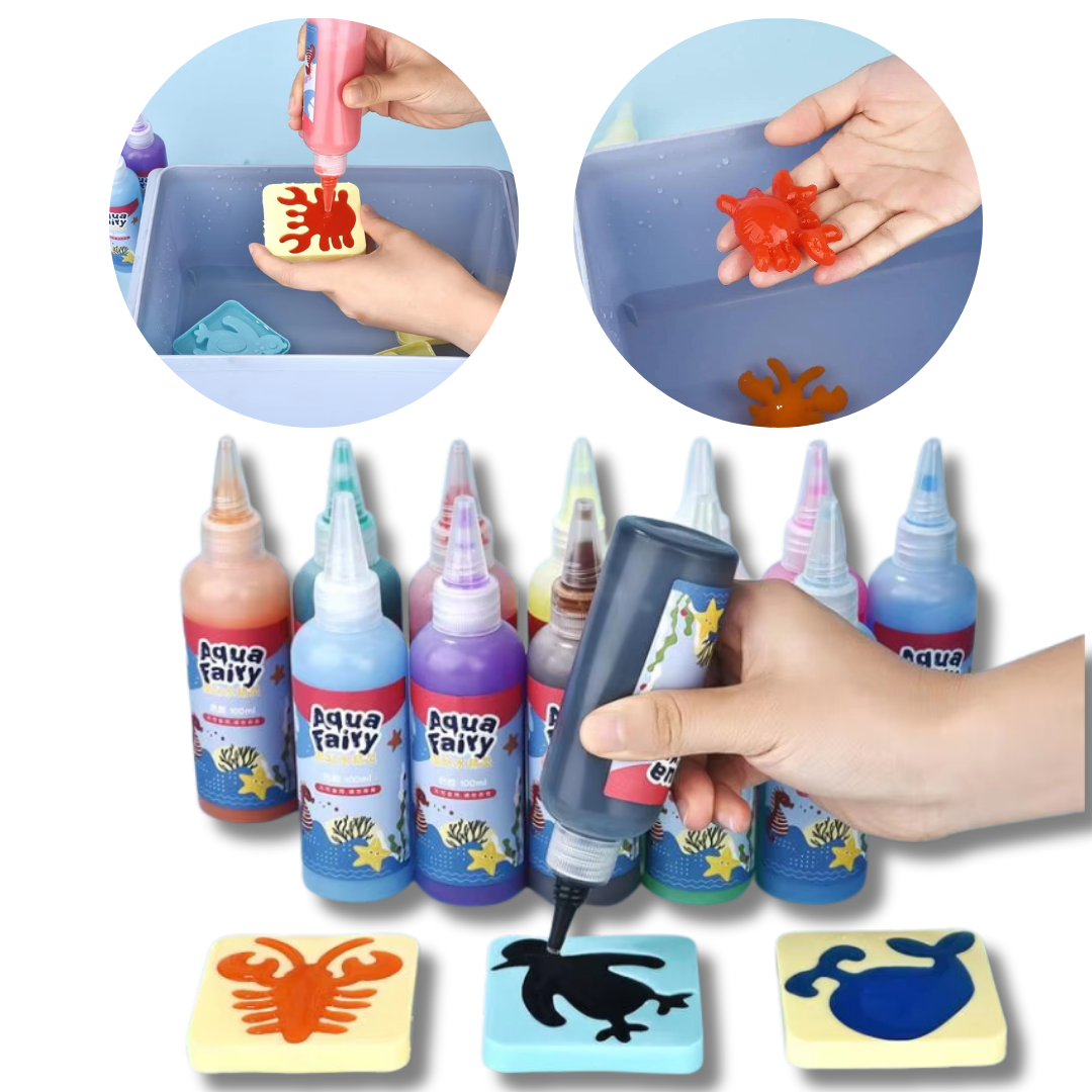 Kit para Crear Squishies Mágicos en Casa 6 Botellas de 100ml + 6 Moldes Juguete