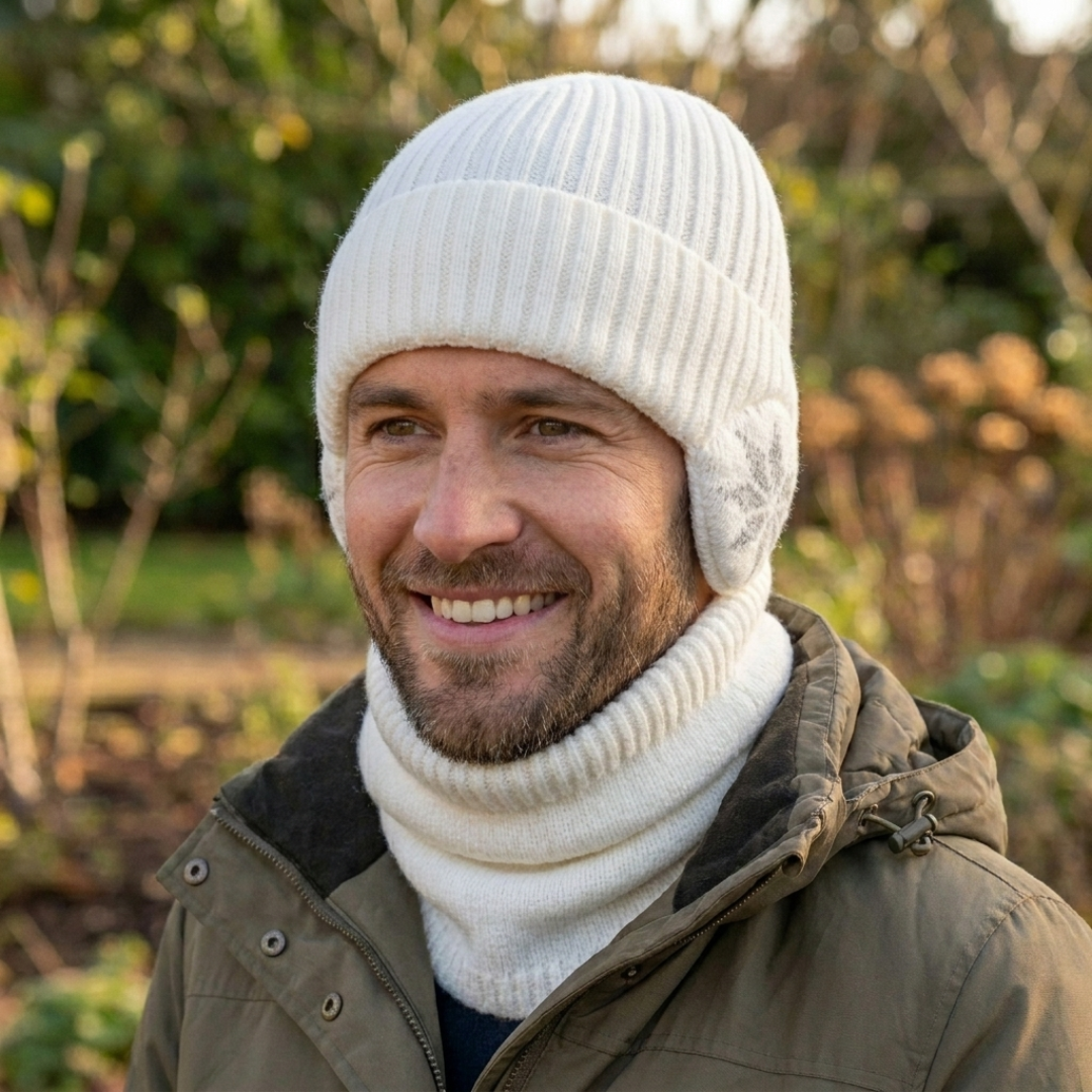 Gorro con Orejeras y Cuello Bufanda Set Tejido