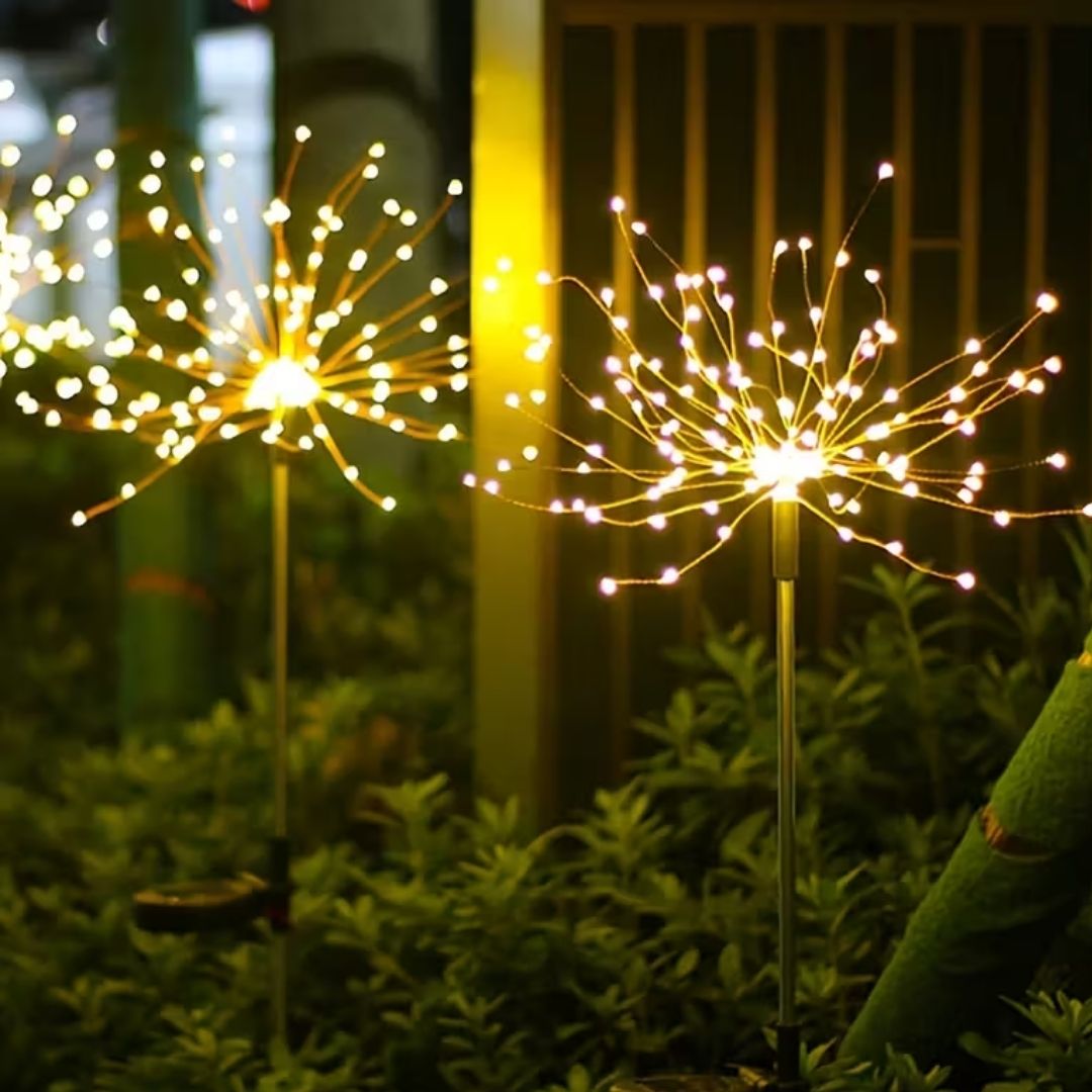 Luz Solar Exterior Decorativa Jardín Efecto Fuegos Artificiales