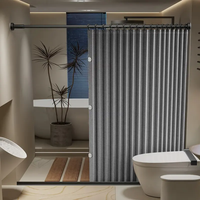 Cortina de Baño Tipo Lino con Cierre Magnético y Ganchos Elegantes