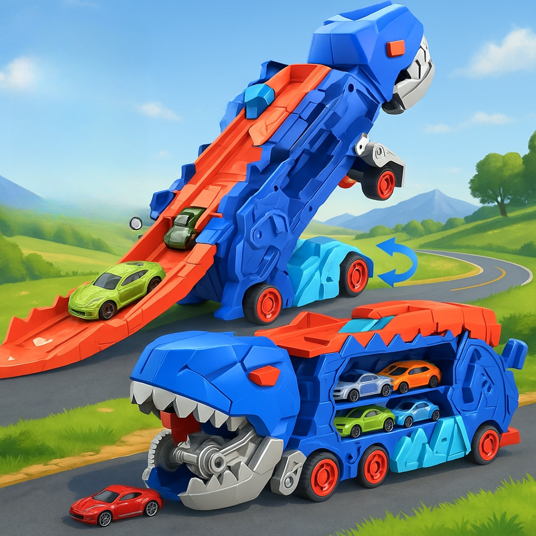 Set Dinosaurio Con Pista Y 2 Autos Juguete Interactivo Niños