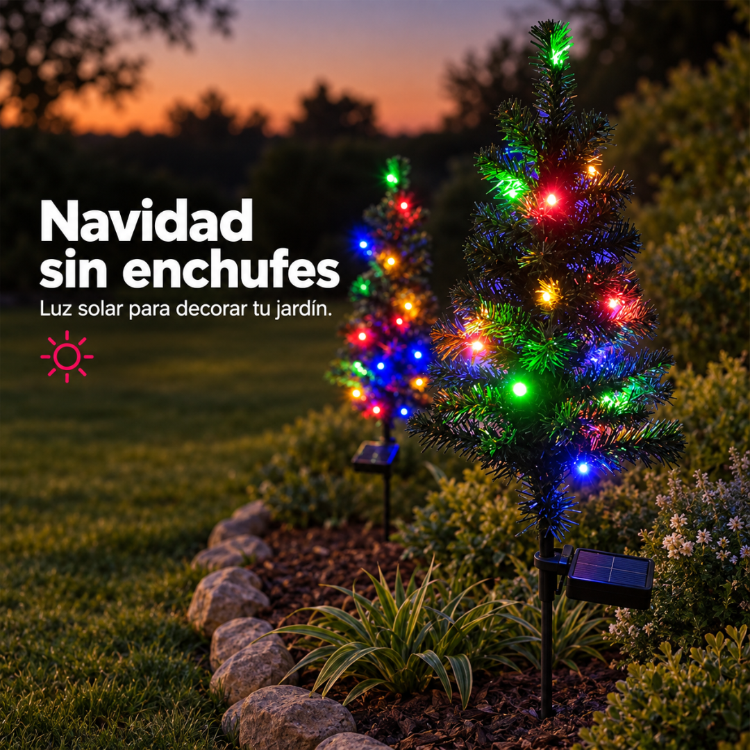 Pack x2 Árbol de Navidad Solar LED con Estaca para Jardín 84 cm