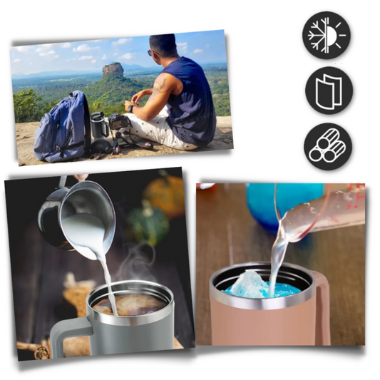Vaso Térmico 1200ml con Tapa, Sorbito y Agarre Seguro