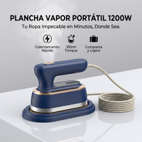 Plancha Vapor Portatil 1200W 100ml Calentamiento Rápido