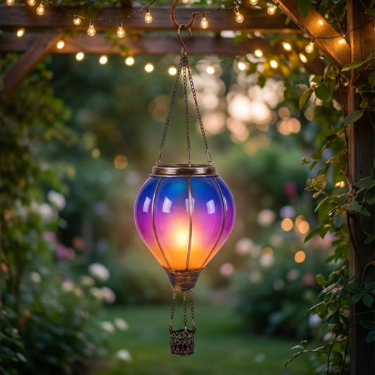 Lámpara Solar Globo Aerostático Colgante Decorativa Jardín - Muy Moderna Uruguay