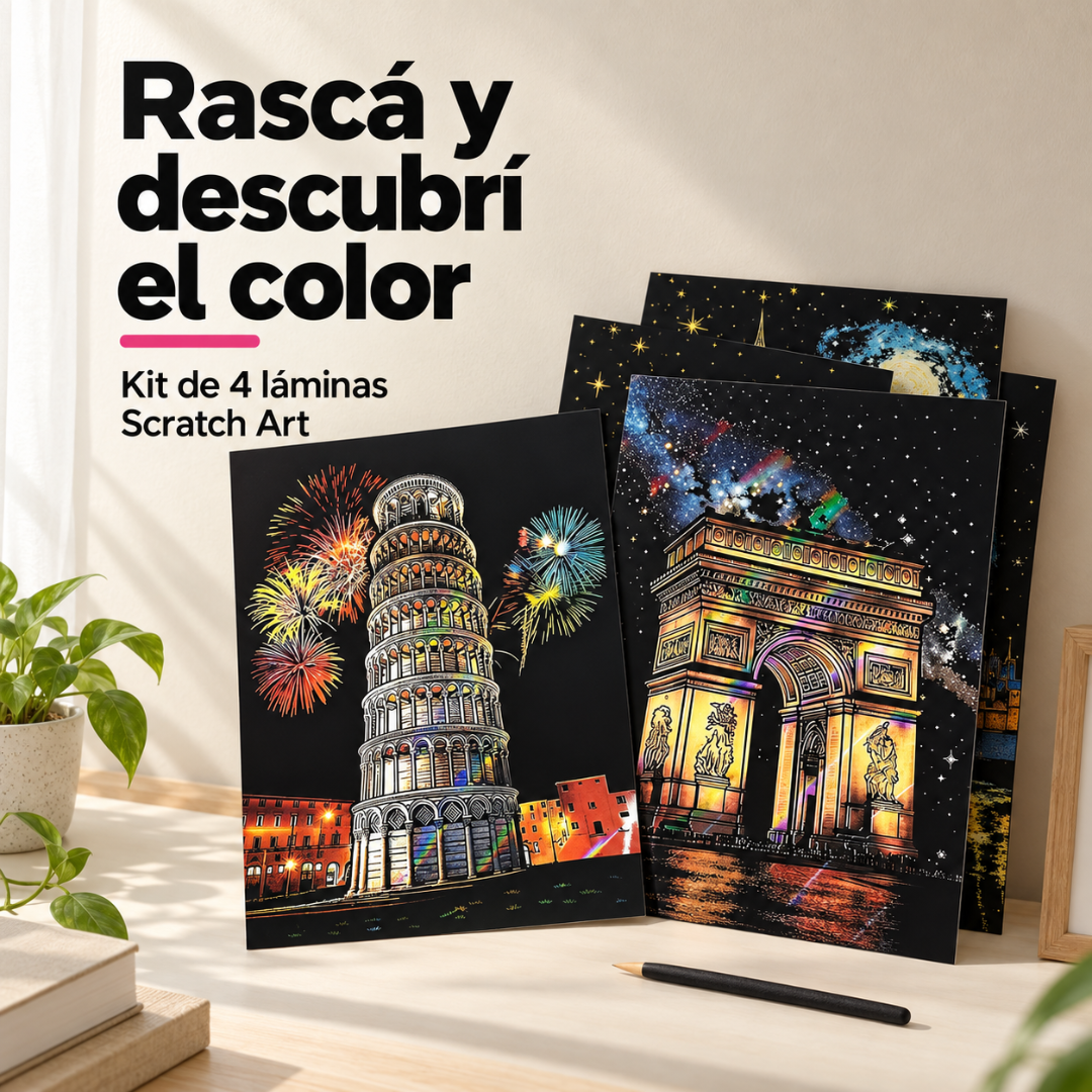 Kit de 4 Láminas para Rascar Scratch Art
