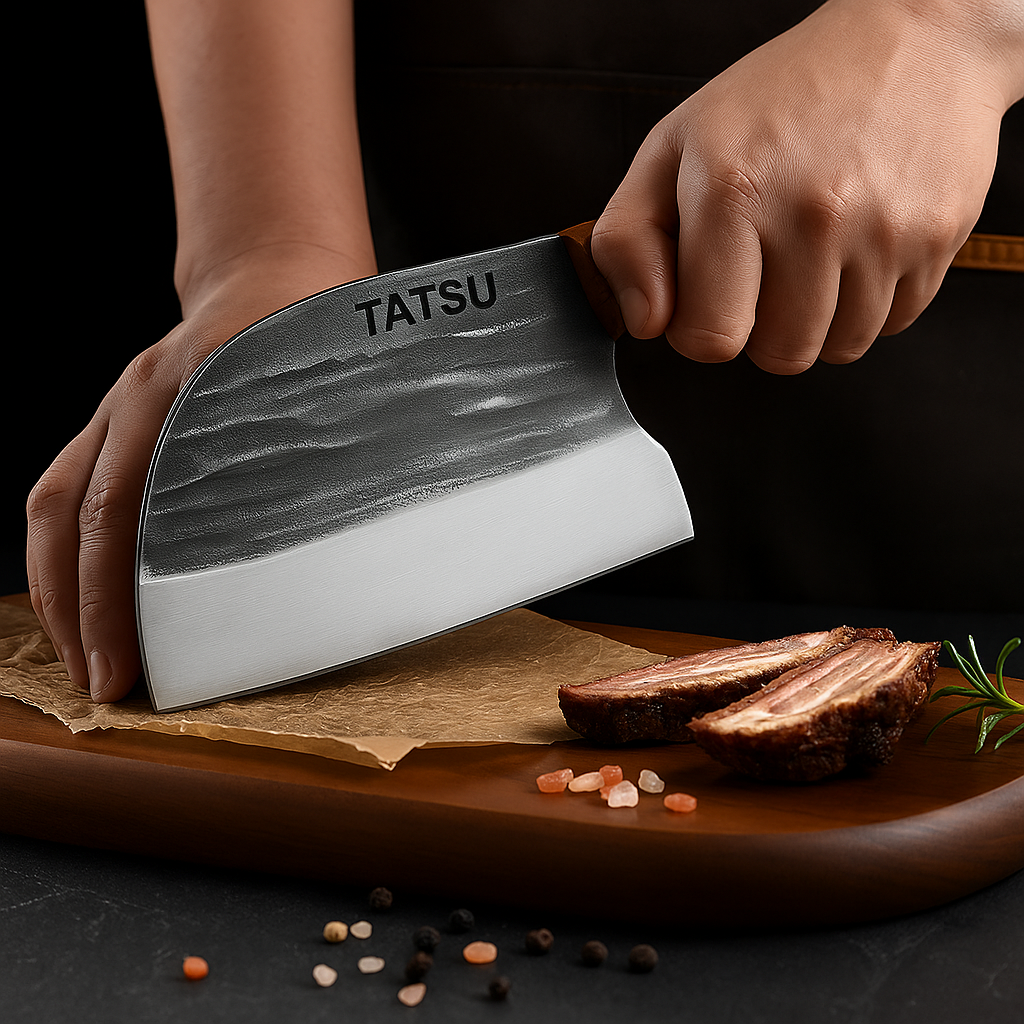 Cuchillo Carnicero TATSU™ Fushin con Funda de Cuero