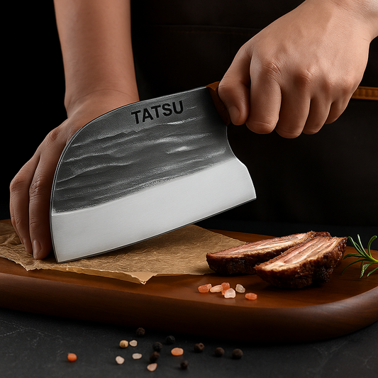 Cuchillo Carnicero TATSU™ Fushin con Funda de Cuero