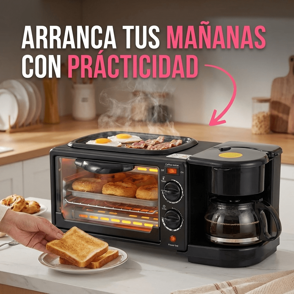 Estación De Desayuno 3 En 1 Horno Cafetera Y Plancha - Muy Moderna Uruguay