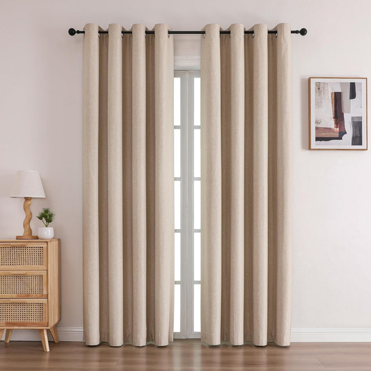 Cortina Blackout 100% En 2 Paños De 140x220cm Textura Lino