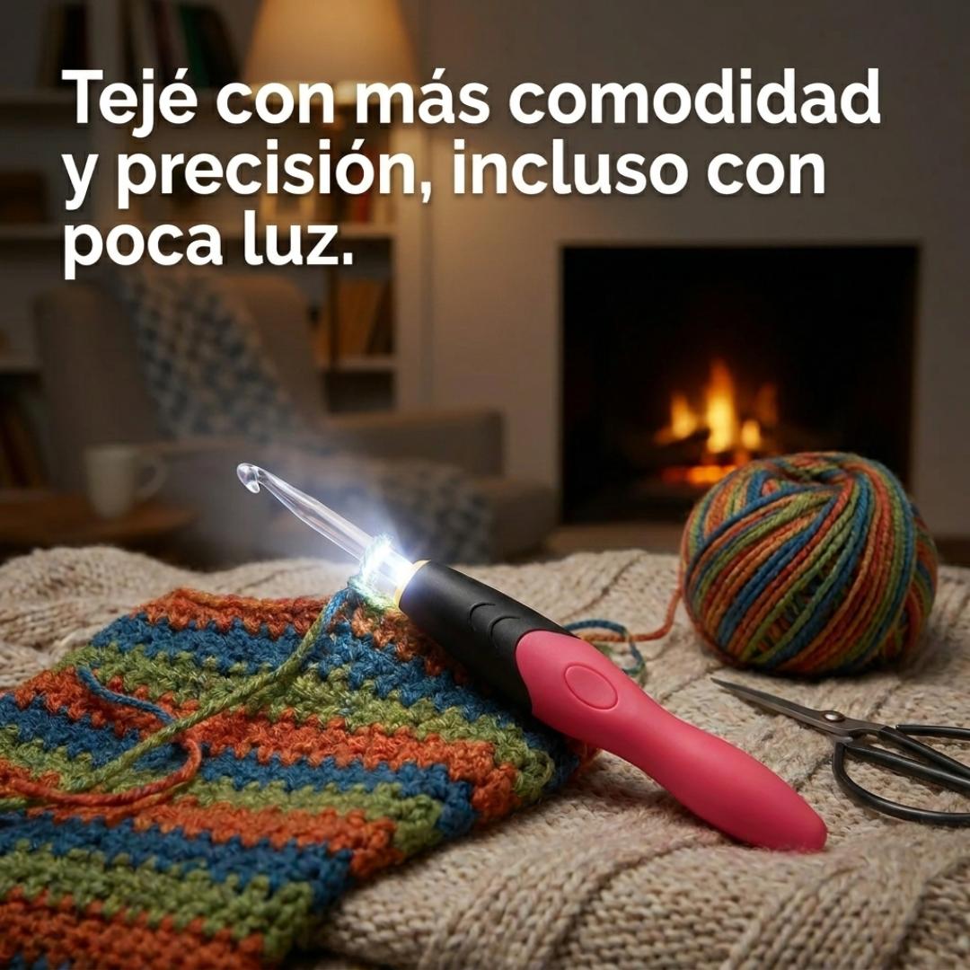 Kit Crochet con luz LED Recargable 9 Tamaños Intercambiables