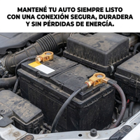 Pack 4 Abrazaderas Terminal Batería Auto Cobre Par Positivo Negativo