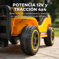 Camión Montacargas a Batería 12V para Niños - Elevador Funcional 4x4