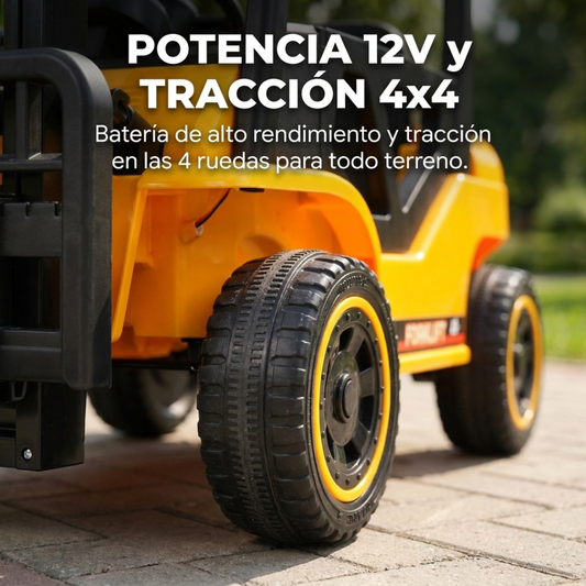 Auto Batería Niños Montacargas 12V 4x4 Elevador Funcional