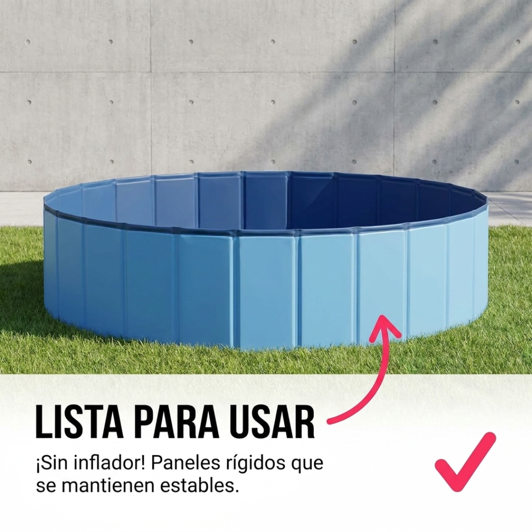 Piscina Plegable Rígida de 160 cm para Perros, Mascotas y Niños