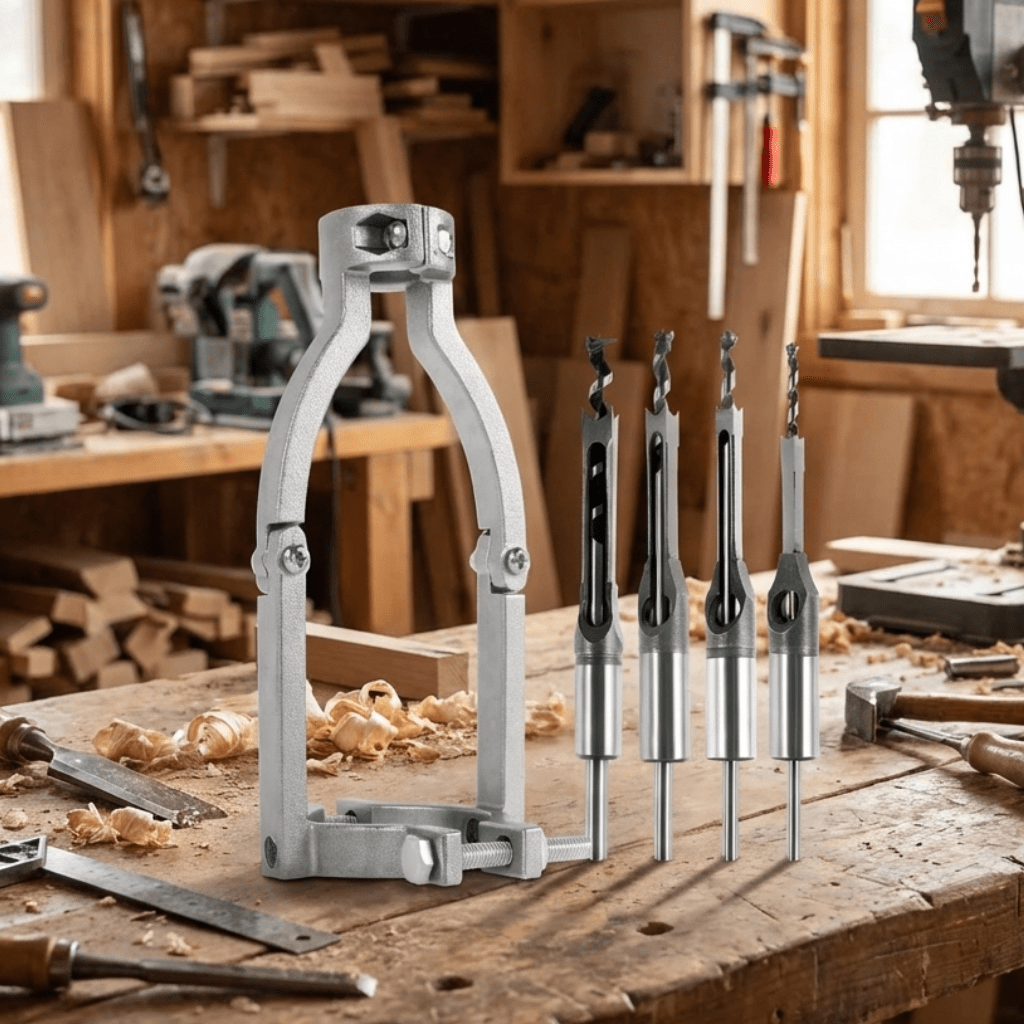 Adaptador Escopleador Taladro + 4 Mechas Cuadradas - Muy Moderna Uruguay