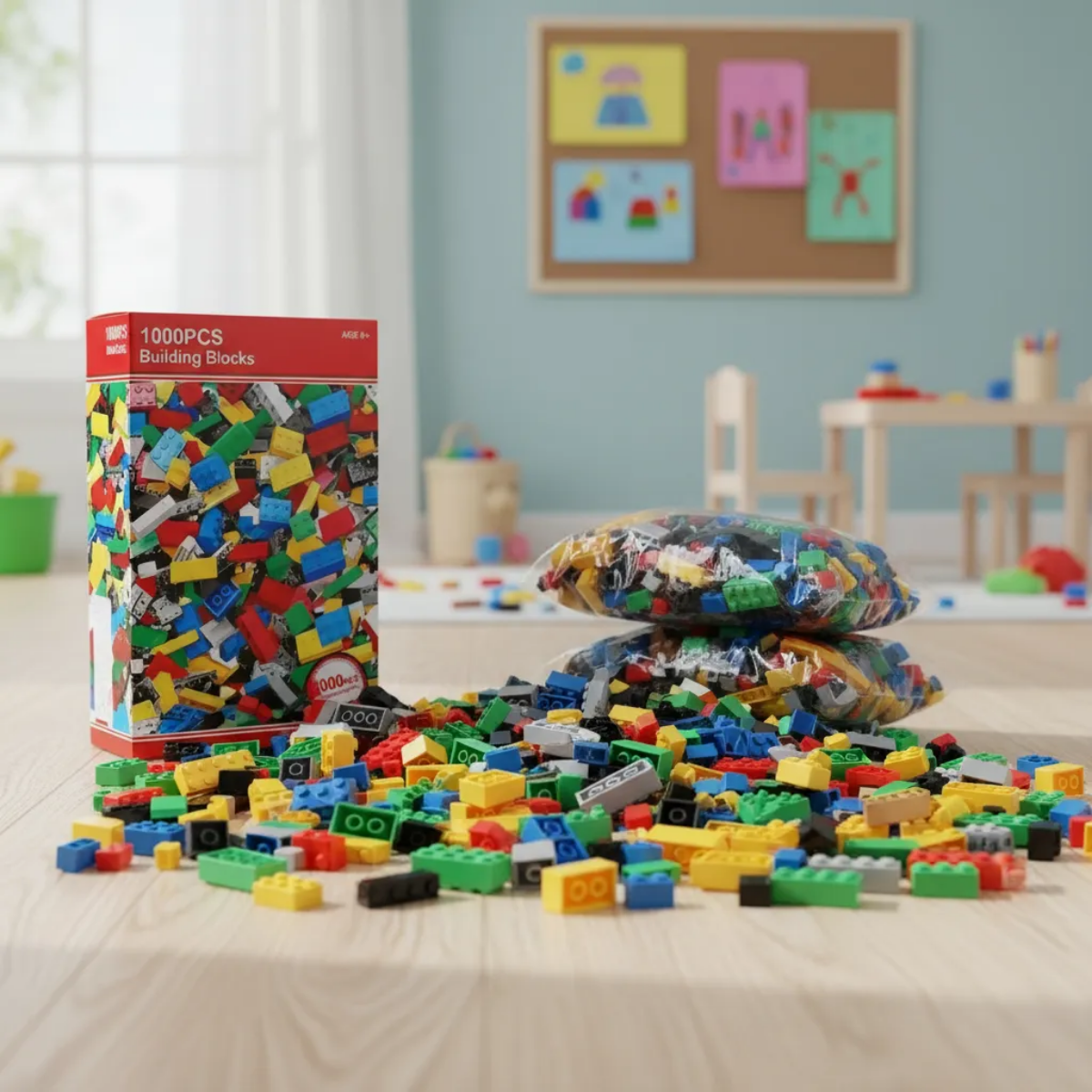 Juego Didáctico 1000 Bloques De Encastre Para Construcción - Muy Moderna Uruguay