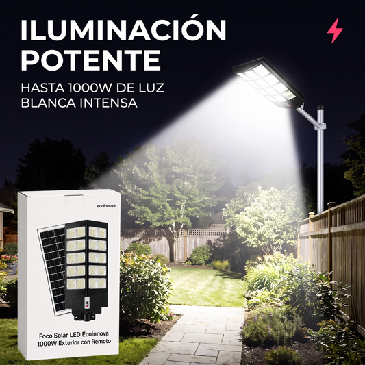 Foco Solar Led 1000w Exterior Alumbrado C/Remoto - Ecoinnova