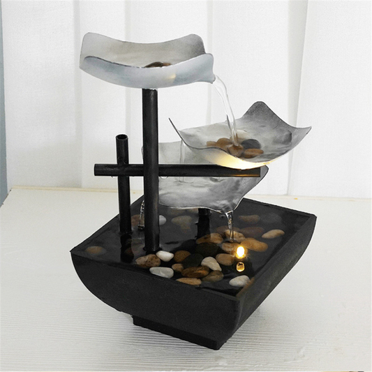 Fuente Decorativa de 3 Cascadas de Agua con Piedras Iluminadas