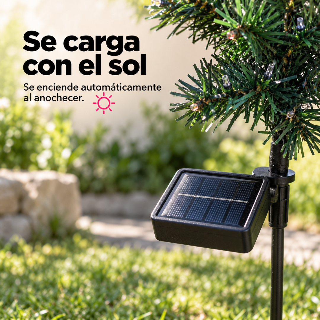 Pack x2 Árbol de Navidad Solar LED con Estaca para Jardín 84 cm