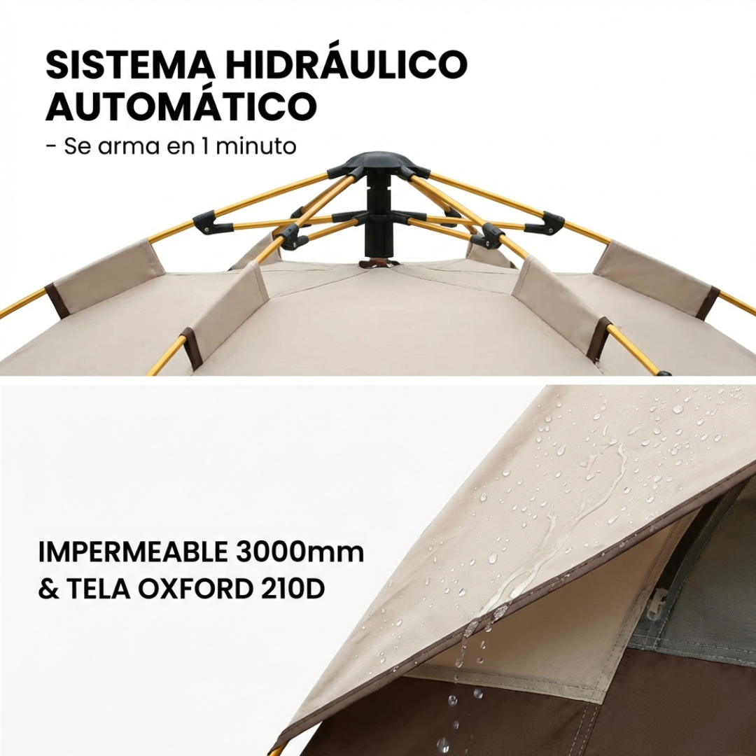 Carpa Autoarmable 3 Personas Tela Oxford Piso Impermeable