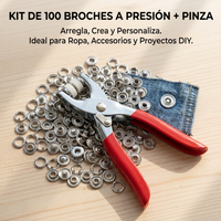 Kit de 100 Broches a Presión con Pinza