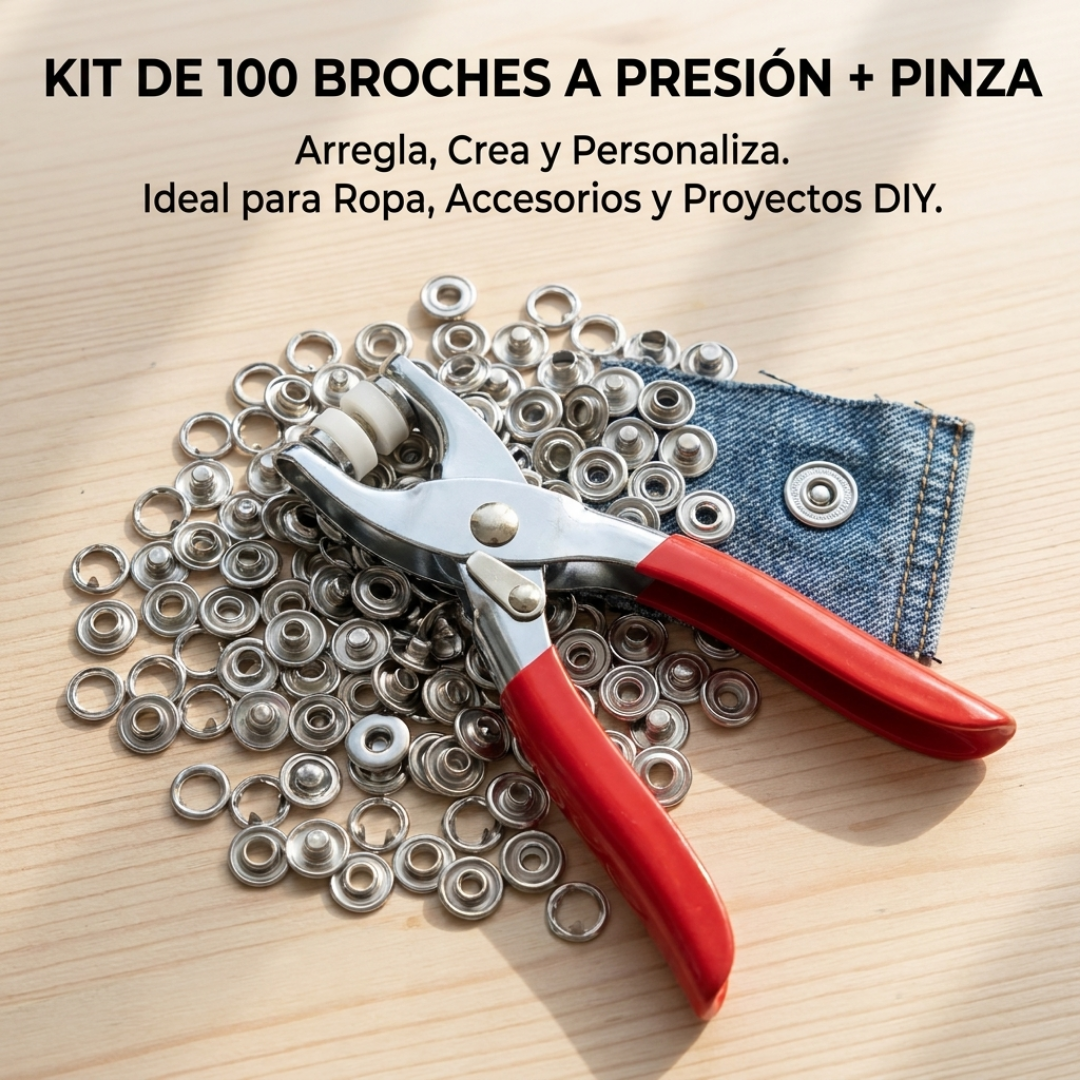 Kit de 100 Broches a Presión con Pinza