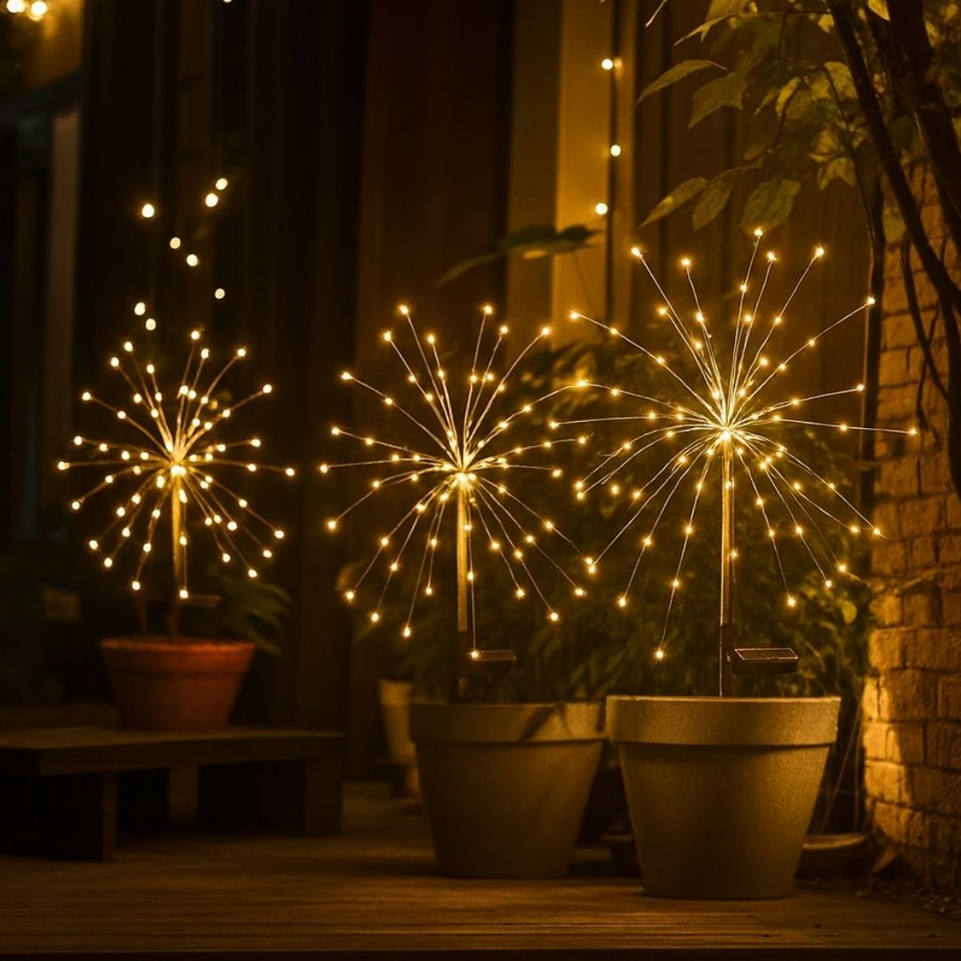 Luz Solar Exterior Decorativa Jardín Efecto Fuegos Artificiales
