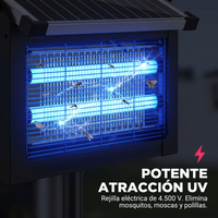 Lámpara Mata Mosquitos Solar UV para Exterior e Interior
