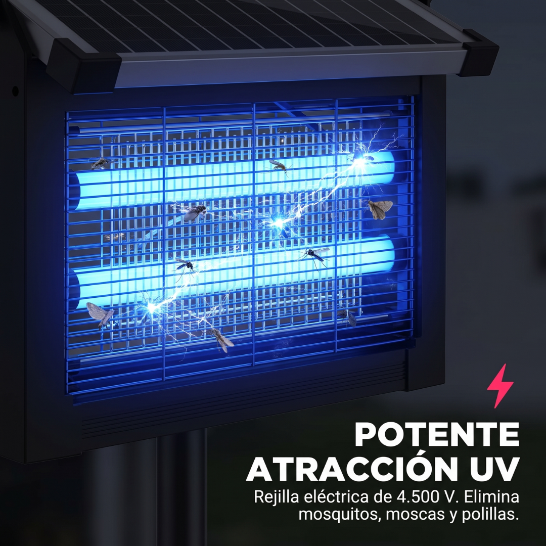 Lámpara Mata Mosquitos Solar UV para Exterior e Interior