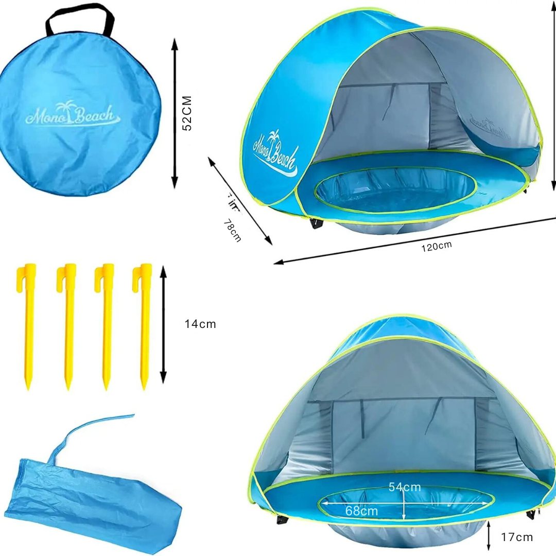 Carpa Con Mini Piscina De Niños Para Playa 120x80cm