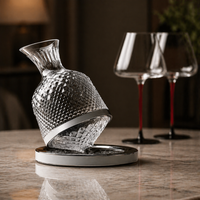 Kit Decantador Vino Giratorio Cristal Lujo + Copas