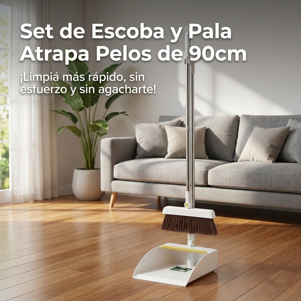 Set de Escoba y Pala Atrapa Pelos de 90cm