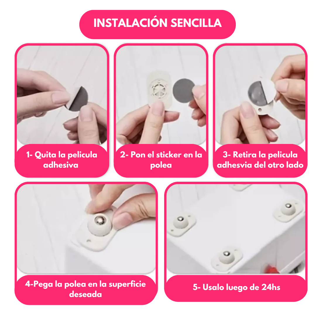 Kit x8 Ruedas Adhesivas para Muebles