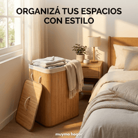 Canasto Cesto Ropa Sucia Plegable Bambú Grande Con Tapa - muymo hogar - Muy Moderna Uruguay